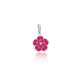 Pingente De Prata Flor 13Mm Com Resina Magenta