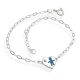 Pulseira De Prata Coração Menino Com Resina Azul E Pedra