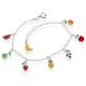 Pulseira De Prata Com 8 Frutas Diversas Resina Colorida 18Cm