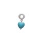 Berloque De Prata Com Coração Em Pedra Murano Blue Zircon