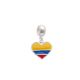 Berloque De Prata Coração Bandeira Colômbia