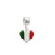 Berloque De Prata Coração Bandeira Italia