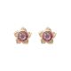 Brinco Flor Com Pedra Chaton Rosa