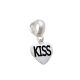 Berloque De Prata Coração Kiss 10mm Com Resina