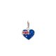 Pingente De Prata Coração 12Mm Bandeira Austrália Com Resina