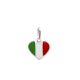 Pingente De Prata Coração 12mm Bandeira Itália Com Resina
