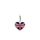 Pingente De Prata Coração 12mm Bandeira Reino Unido Com Resina