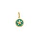 Pingente Redondo Borda Torcida Com Estrela Do Mar Resina Verde Pastel