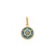 Pingente Redondo 12Mm Borda Torcida Timão Com Resina Azul Pastel