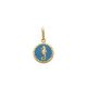 Pingente Medalha 12Mm Cavalo Marinho Azul Pastel