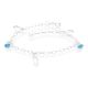 Pulseira De Prata 2 Gotas Lisa E 2 Pedra Azul 18Cm