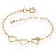 Pulseira Com 2 Corações Vazados Liso 1 Vazado Diamantado 18Cm