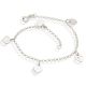 Pulseira De Prata Elo Português 3 Corações Liso 2 Corações Vazados 18Cm