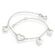 Pulseira De Prata Coração Vazado E Coração Letras Lve 18Cm
