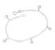 Pulseira Prata Com 5 Pedras Rosa Pastel Penduradas