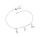 Pulseira Prata Infantil Com 3 Pedras Rosa