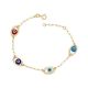 Pulseira Corrente Cartie Com 4 Olhos Grego 6Mm Colorido