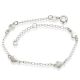 Pulseira De Prata Com 2 Corações Lisos E 2 Diamantados Maciços 18Cm