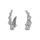 Brinco Prata Envelhecida Ear Cuff Com 5 Corações Reticulado