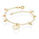 Pulseira Coração Vazado Com 6 Mini Corações Diamantados 18Cm