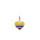 Pingente De Prata Coração 12Mm Bandeira Colômbia Com Resina