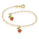 Pulseira Infantil Com 2 Morangos Resina Vermelha 12Cm