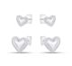 Brinco Duplo Prata Coração Com Zirconia 