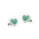 Brinco De Prata Coração Borda Diamantada Com Resina Verde Pastel