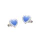 Brinco De Prata Coração Borda Diamantada Com Resina Azul Pastel